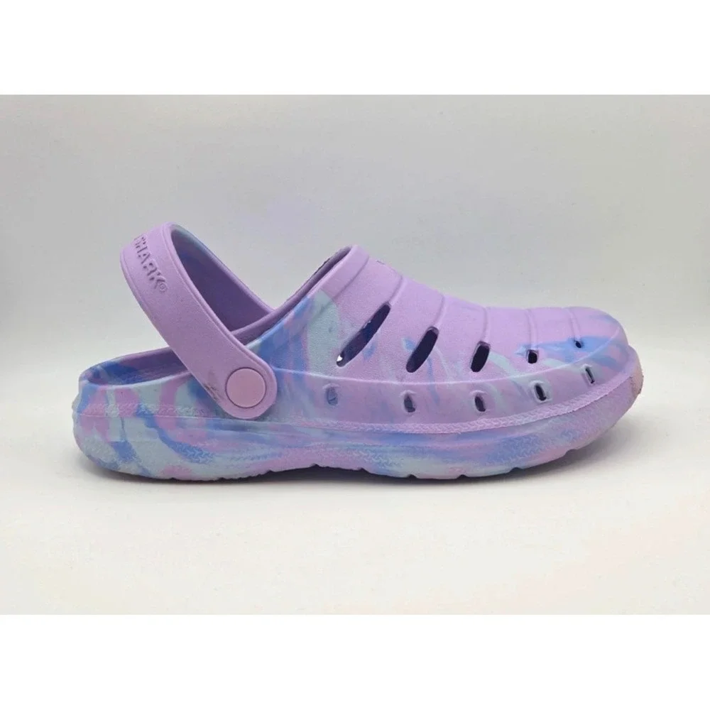 Rugged Shark Kids EVA Clog Purple Blue Marble Swirl Water Shoe Size 7